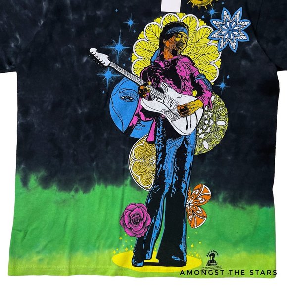 Urban Outfitters Liquid Blue Jimi Hendrix Bright Tie Dye T-Shirt - Picture 6 of 8
